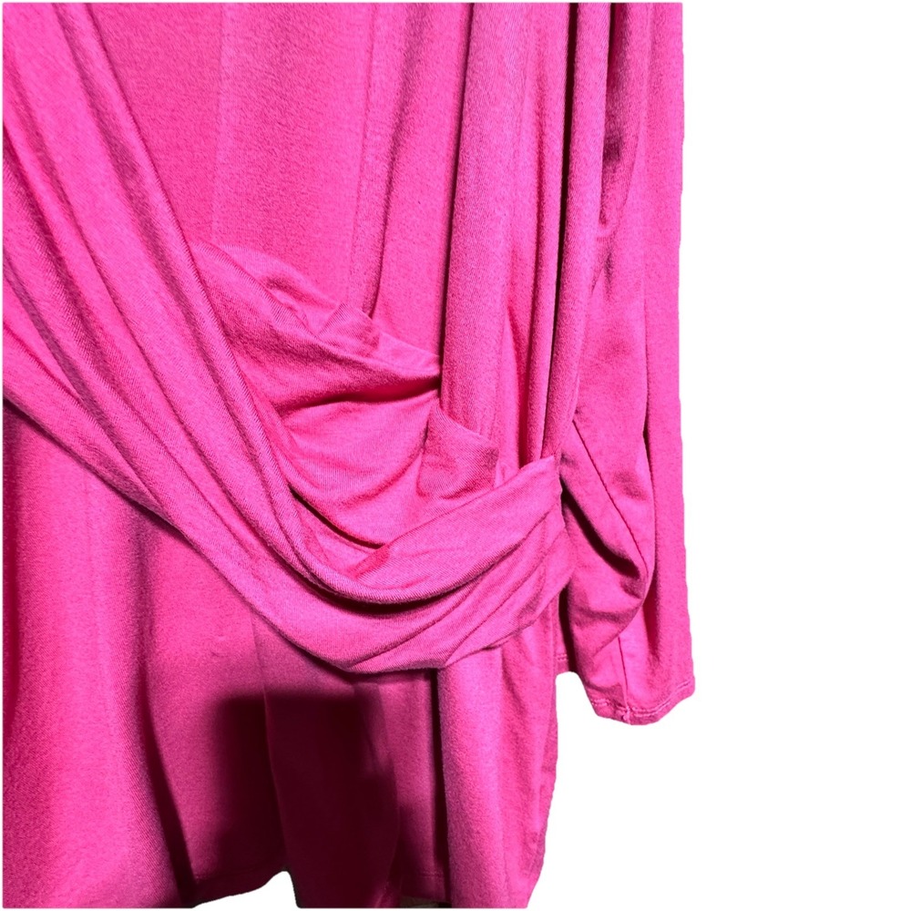 Liz Claiborne Cross Over Scrunch Side Dressy Pink 2x NEW Gold Buttons‎ Summer - Picture 3 of 5